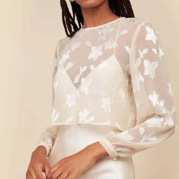 Park & Fifth Tops - Park & Fifth Hayes Sheer Embroidered Topper – Size Small